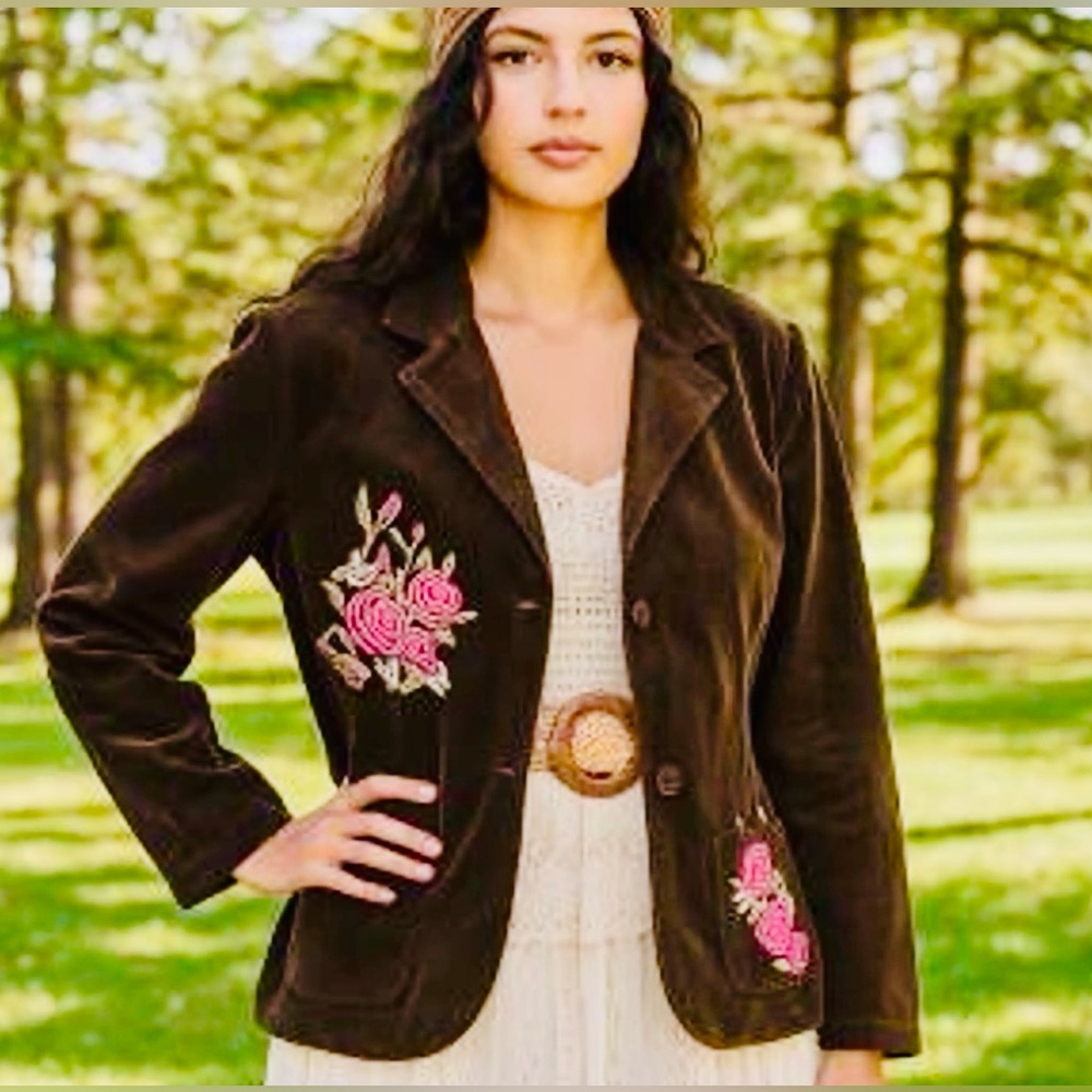 Vintage Corduroy Embroidered Blazer